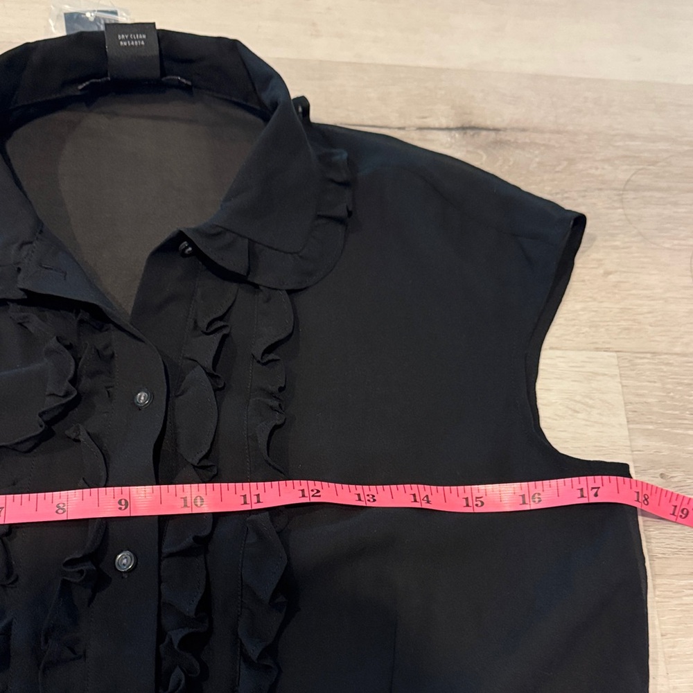 The Limited Black Ruffled button down sheer Blouse - Picture 9 of 11